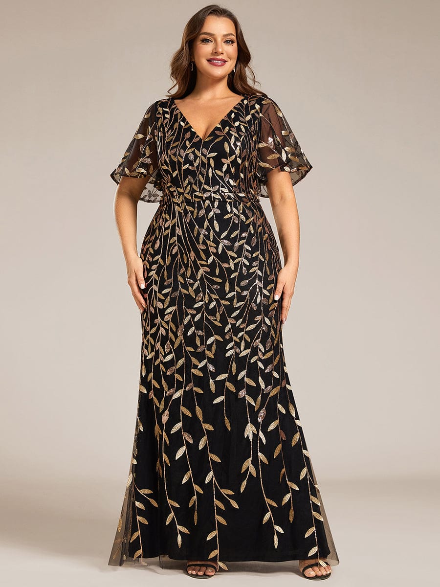 Plus Size Long Mermaid Dress - Burgundy / 16 Plus Size Long Mermaid Dress - Burgundy / 16