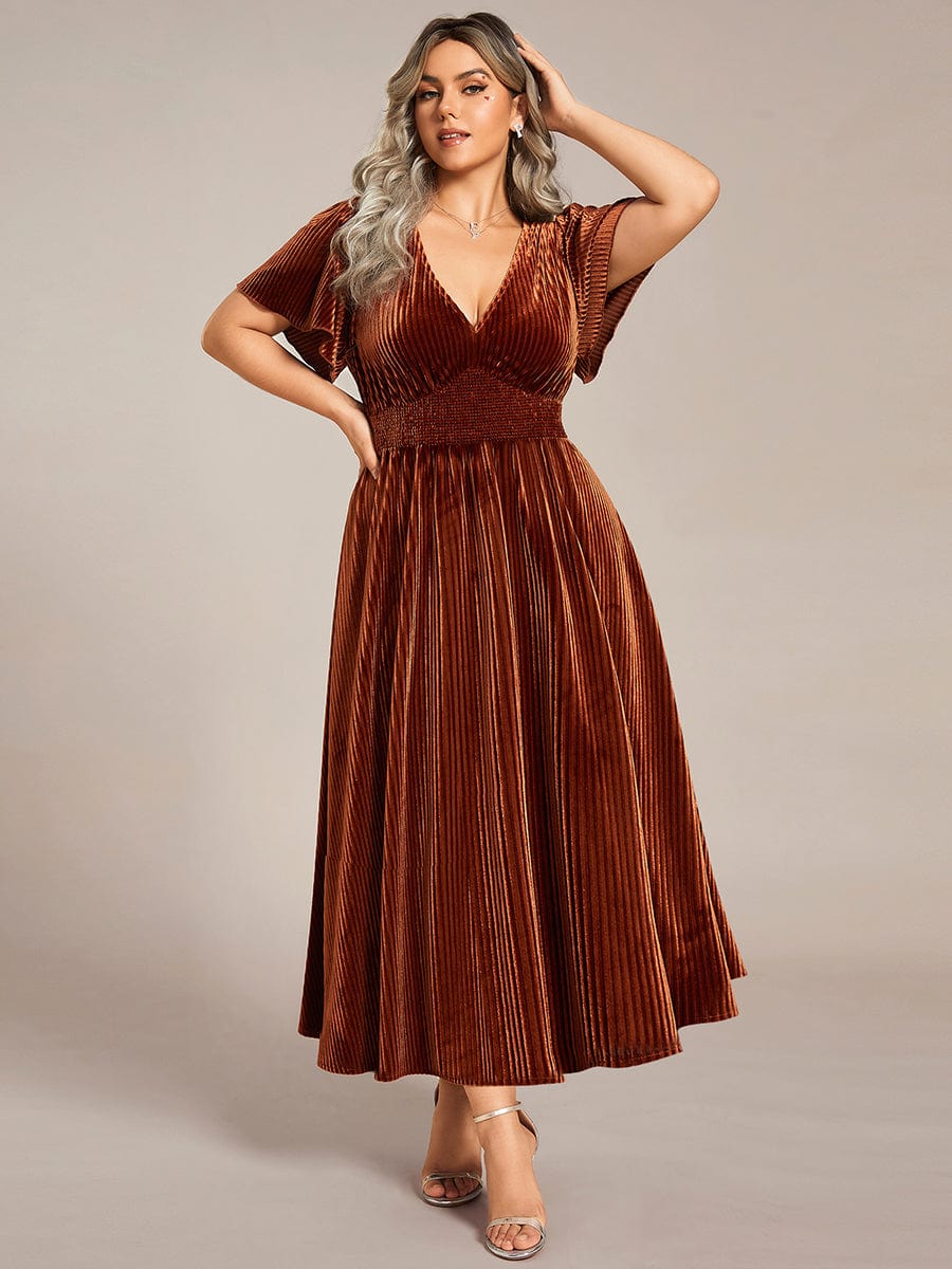 Zipper-Free Plus Size Velvet Midi Dress Zipper-Free Plus Size Velvet Midi Dress
