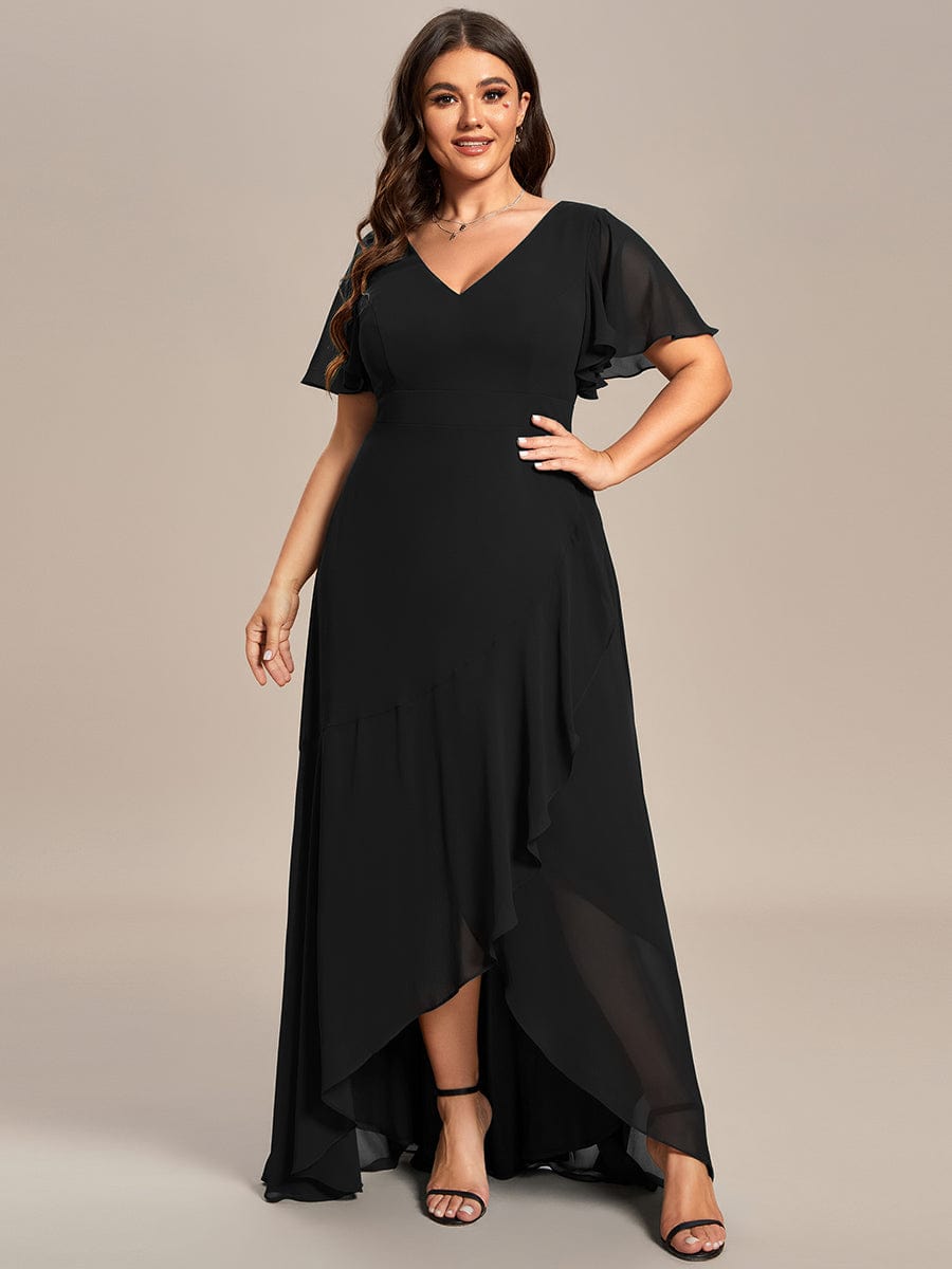 Ruffled High-Low Plus Size Chiffon Dress Ruffled High-Low Plus Size Chiffon Dress