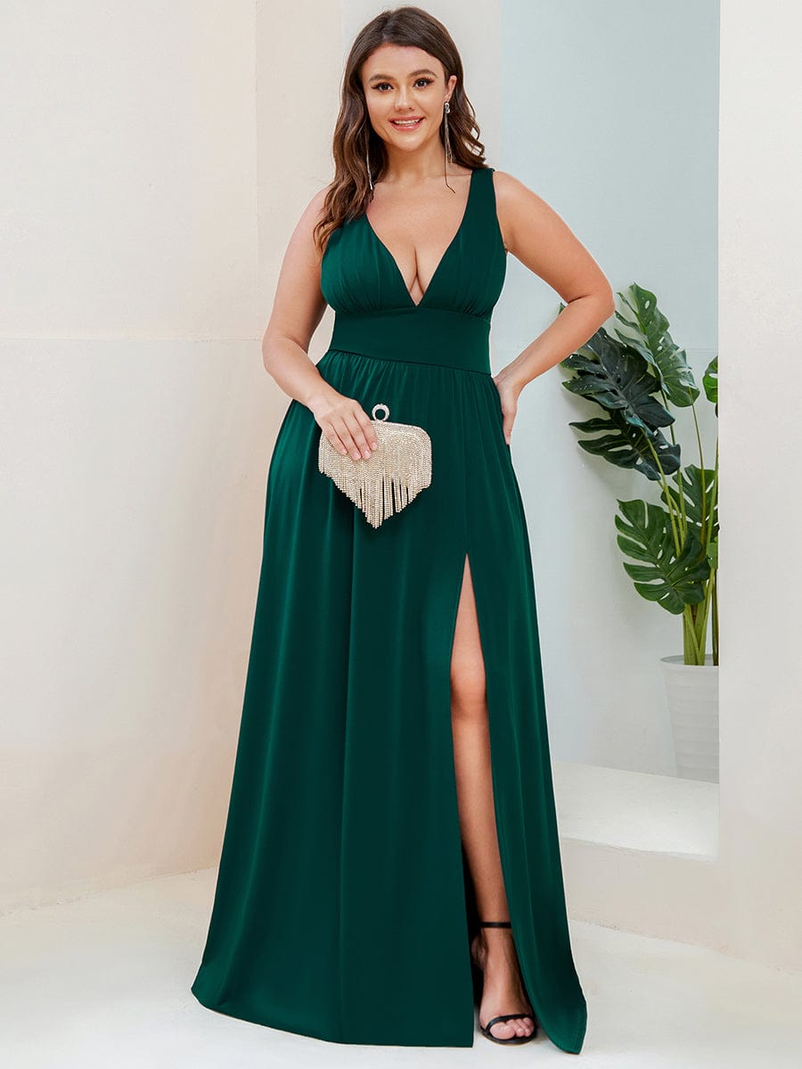 Plus Size V-Neck High Slit Dress | Simple, Sexy, & Flattering for Curvy Women Ever-Pretty Plus Plus Size V-Neck High Slit Dress | Simple, Sexy, & Flattering for Curvy Women Ever-Pretty Plus