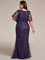 Plus Size Long Mermaid Dress #color_Dark Purple