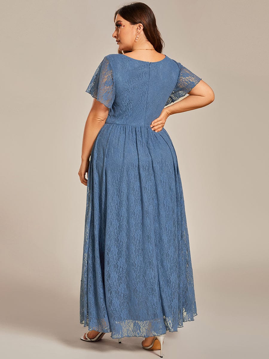 Plus Size Ruffled Lace High-Low Dress | Elegant V-Neck Ever-Pretty Plus Plus Size Ruffled Lace High-Low Dress | Elegant V-Neck Ever-Pretty Plus