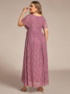 Ruffled Lace High-Low Plus Size Dress with Short Sleeves #color_Purple Orchid