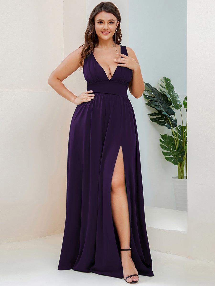 Plus Size V-Neck High Slit Dress | Simple, Sexy, & Flattering for Curvy Women Ever-Pretty Plus Plus Size V-Neck High Slit Dress | Simple, Sexy, & Flattering for Curvy Women Ever-Pretty Plus