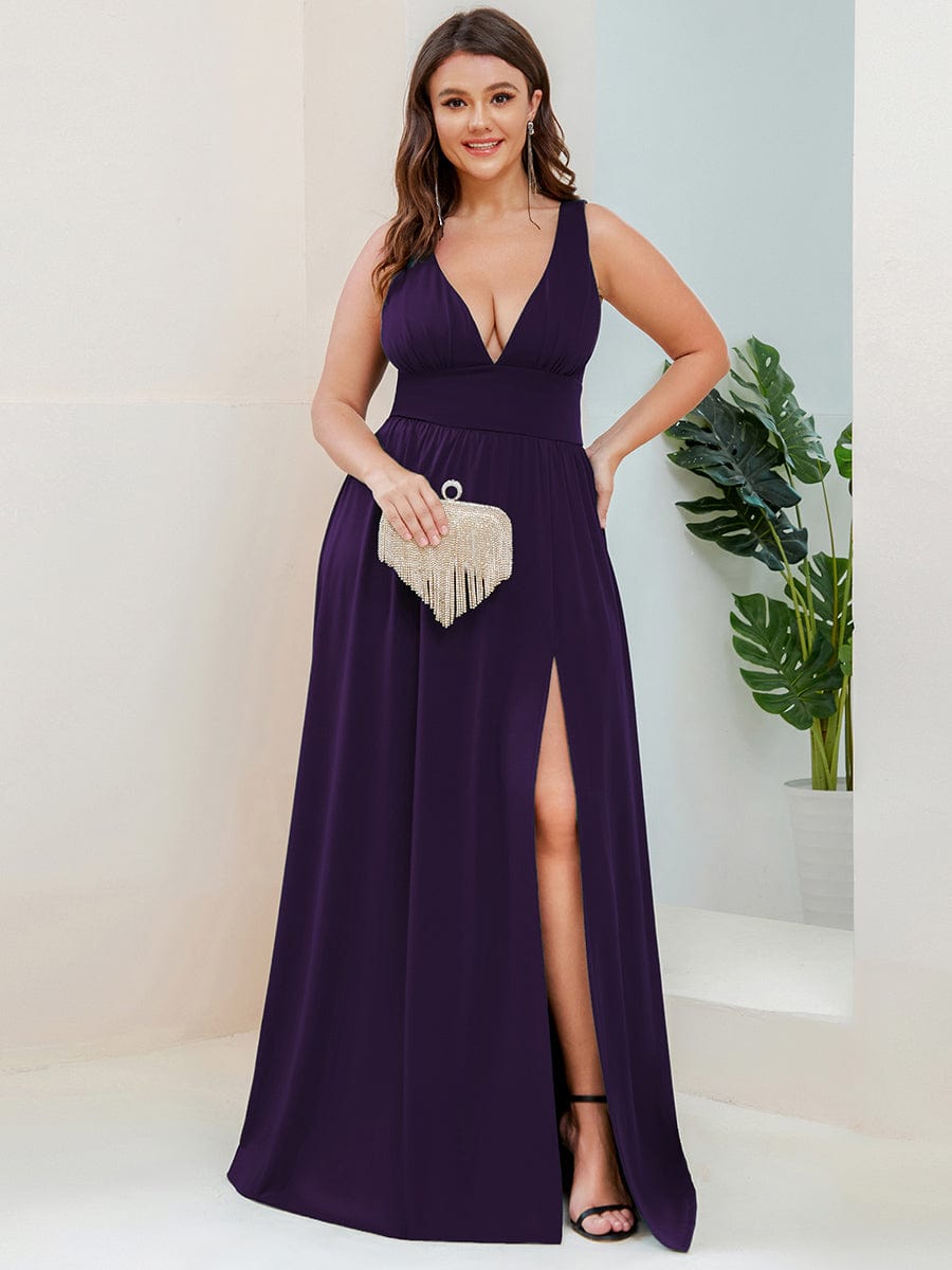 Plus Size V-Neck High Slit Dress | Simple, Sexy, & Flattering for Curvy Women Ever-Pretty Plus Plus Size V-Neck High Slit Dress | Simple, Sexy, & Flattering for Curvy Women Ever-Pretty Plus
