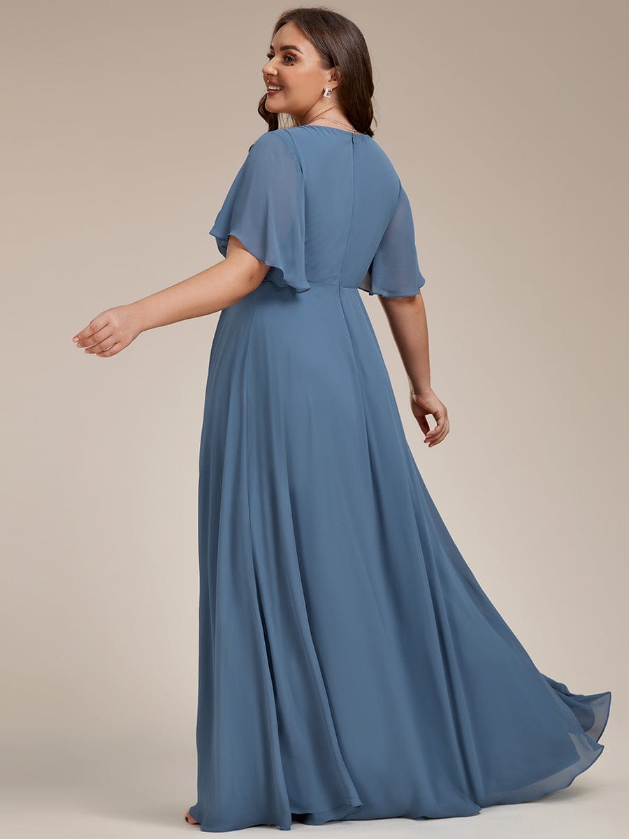Plus Size Applique Waist Chiffon Maxi Dress with Short Sleeves Ever-Pretty Plus Plus Size Applique Waist Chiffon Maxi Dress with Short Sleeves Ever-Pretty Plus