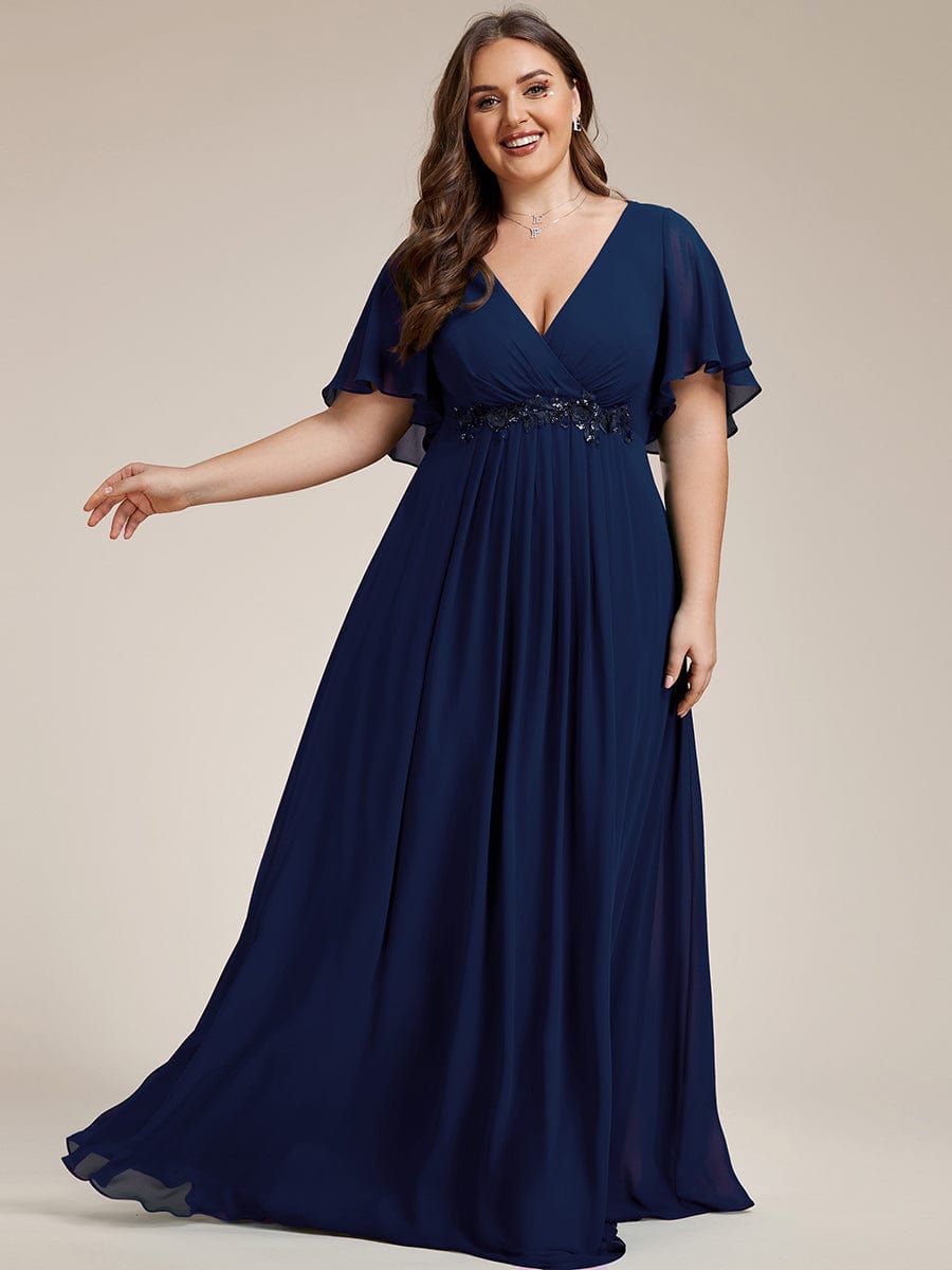navy blue chiffon dress plus size Plus Size Navy Blue Lace Top Chiffon Maxi Dress