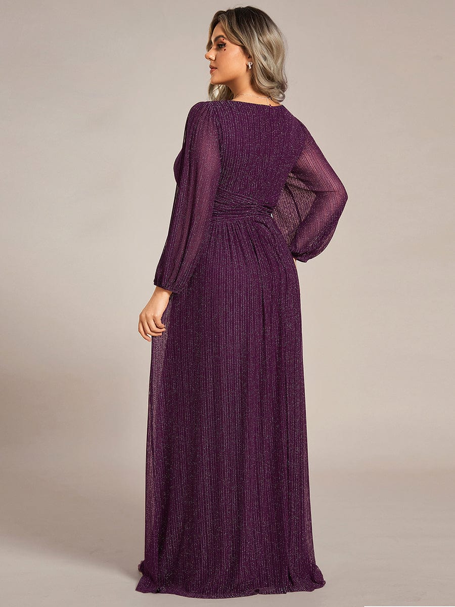 empire maxi dresses with sleeves Long Sleeve Empire Waist V-Neck Caftan Fall Maxi Dress Gown - NT120