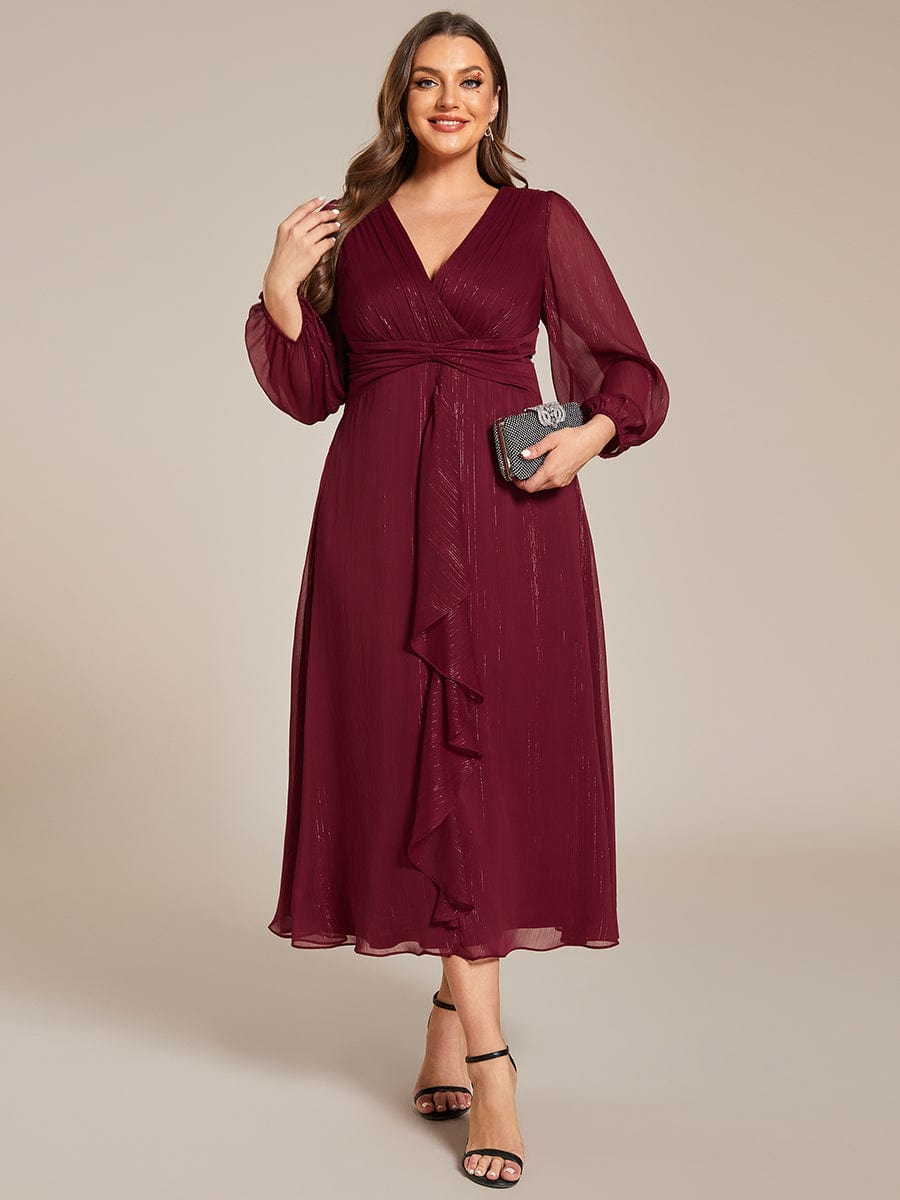 Plus Size Long Sleeve Twist Knot Glitter Midi Dress Ever-Pretty Plus Plus Size Long Sleeve Twist Knot Glitter Midi Dress Ever-Pretty Plus