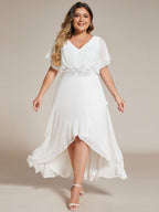 Plus Size Chiffon Bat-Wing Sleeve Dress #color_White