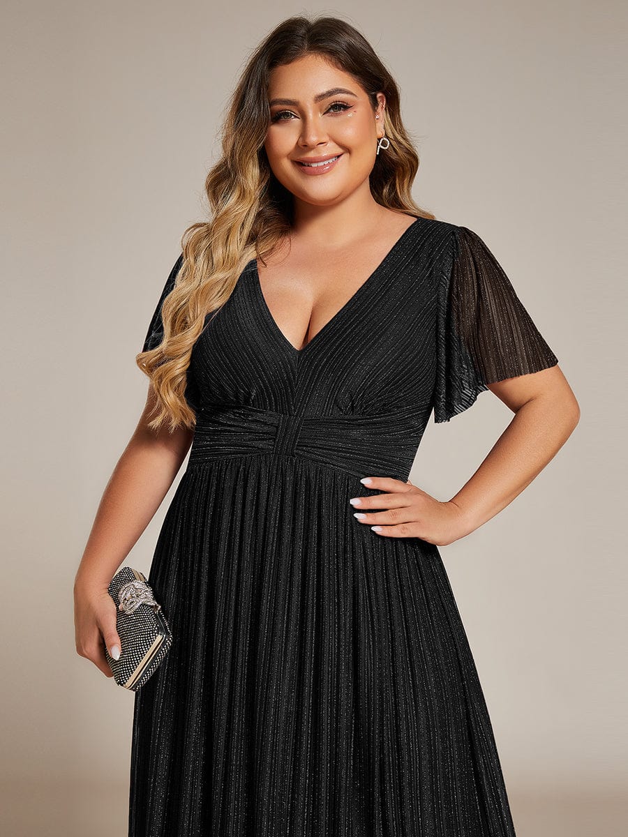 Plus Size V-Neck Glittery A-Line Dress – Ever-Pretty Plus