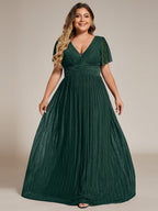 Plus Size Shiny High Waist Dress #color_Dark Green