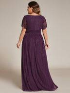 Plus Size Shiny High Waist Dress #color_Purple Wisteria