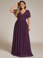 Plus Size Shiny High Waist Dress #color_Purple Wisteria