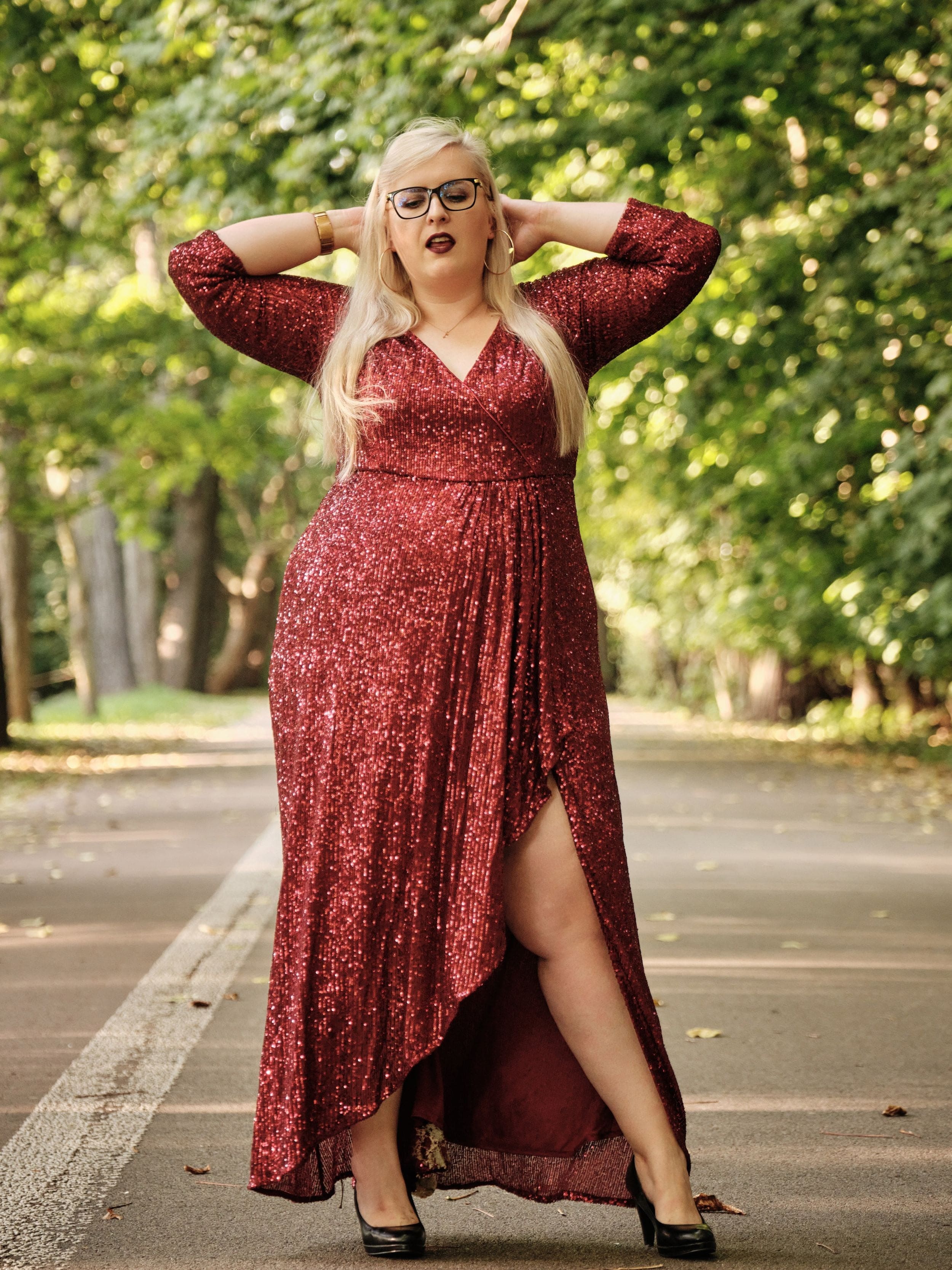 Plus Size Long Sleeve Sequin V-Neck Dress Ever-Pretty Plus Plus Size Long Sleeve Sequin V-Neck Dress Ever-Pretty Plus