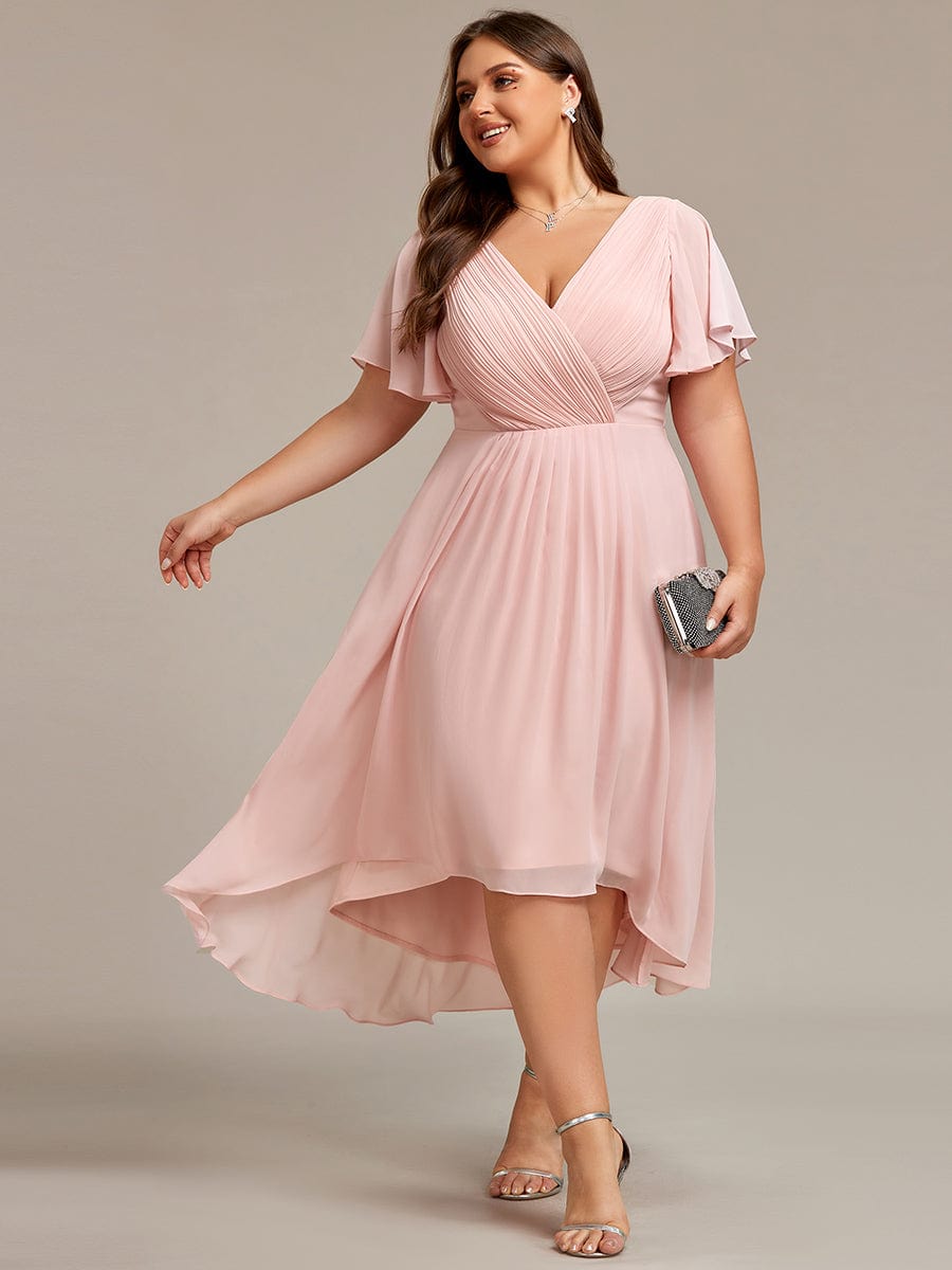 Guest Dresses Dusty Pink Plus Size Bridesmaid Dresses EVERPRETTY Plus Size Chiffon Ruffle Sheer Short Sleeve Guest Dresses Dusty Pink Plus Size Bridesmaid Dresses EVERPRETTY Plus Size Chiffon Ruffle Sheer Short Sleeve