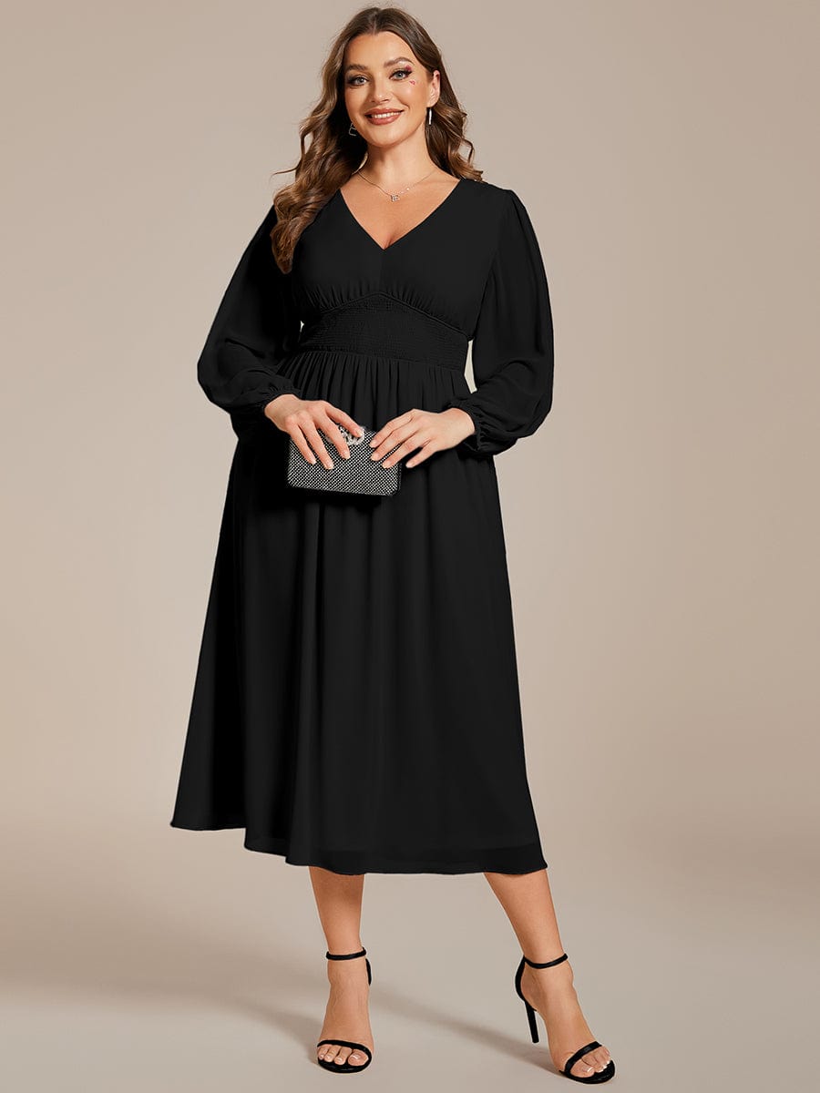 Plus Size Flowy Long Sleeve Midi Chiffon Dress - Elegant & Comfortable Ever-Pretty Plus Plus Size Flowy Long Sleeve Midi Chiffon Dress - Elegant & Comfortable Ever-Pretty Plus