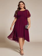 Plus Size A-Line Chiffon Midi Dress #color_Burgundy