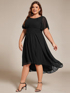 Plus Size A-Line Chiffon Midi Dress #color_Black