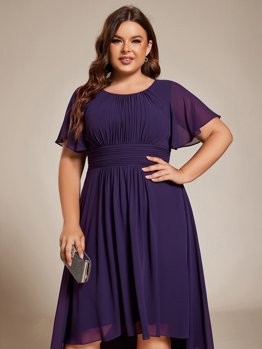 purple dress size 20 Plus Size Formal Lace Satin Purple V Neck Long Sleeve Split See Through Maxi Dresses