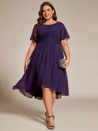 Plus Size A-Line Chiffon Midi Dress #color_Dark Purple