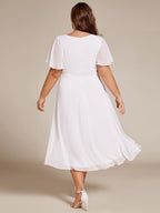 Plus Size A-Line Chiffon Midi Dress #color_White