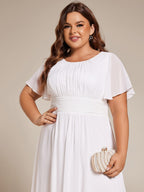 Plus Size A-Line Chiffon Midi Dress #color_White