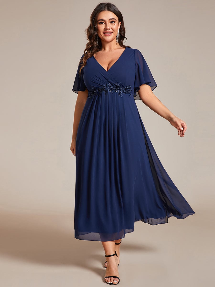 Plus Size Elegant Empire Waist Applique Midi Dress Ever-Pretty Plus Plus Size Elegant Empire Waist Applique Midi Dress Ever-Pretty Plus