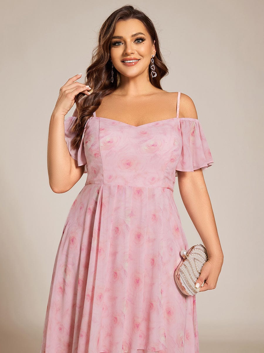 Plus Size Off-the-shoulder Chiffon Midi Dress - Black / 16 Plus Size Off-the-shoulder Chiffon Midi Dress - Black / 16