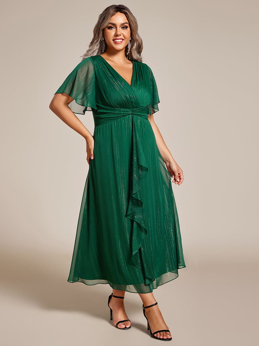 green metallic midi dress Women's Occasion Metallic Ruched Midi Dress, Green