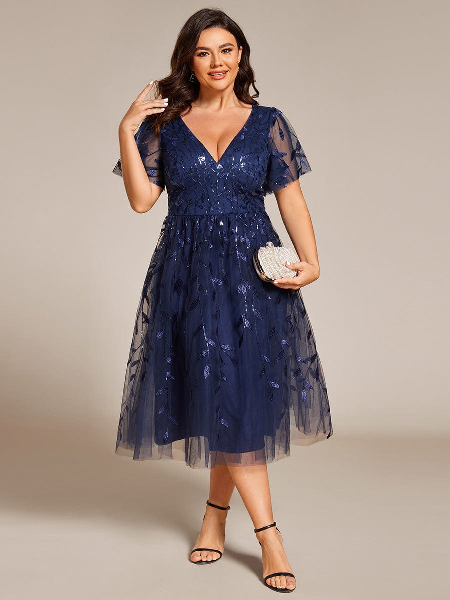 plus size navy blue sequin dress Plus Size Navy Sequin Deep-V Backless Gown