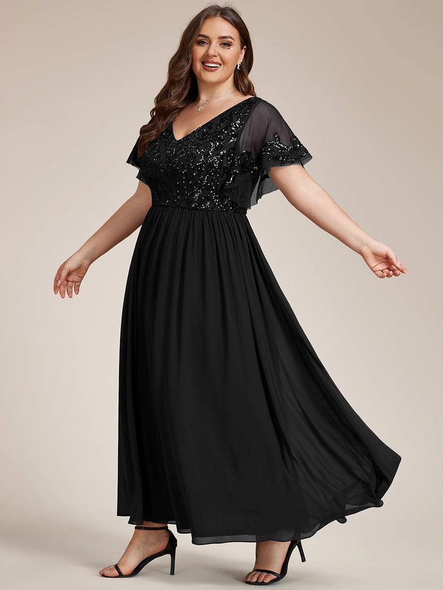 Plus Size Sequin Chiffon Maxi Dress | Sparkling Gown Ever-Pretty Plus Plus Size Sequin Chiffon Maxi Dress | Sparkling Gown Ever-Pretty Plus