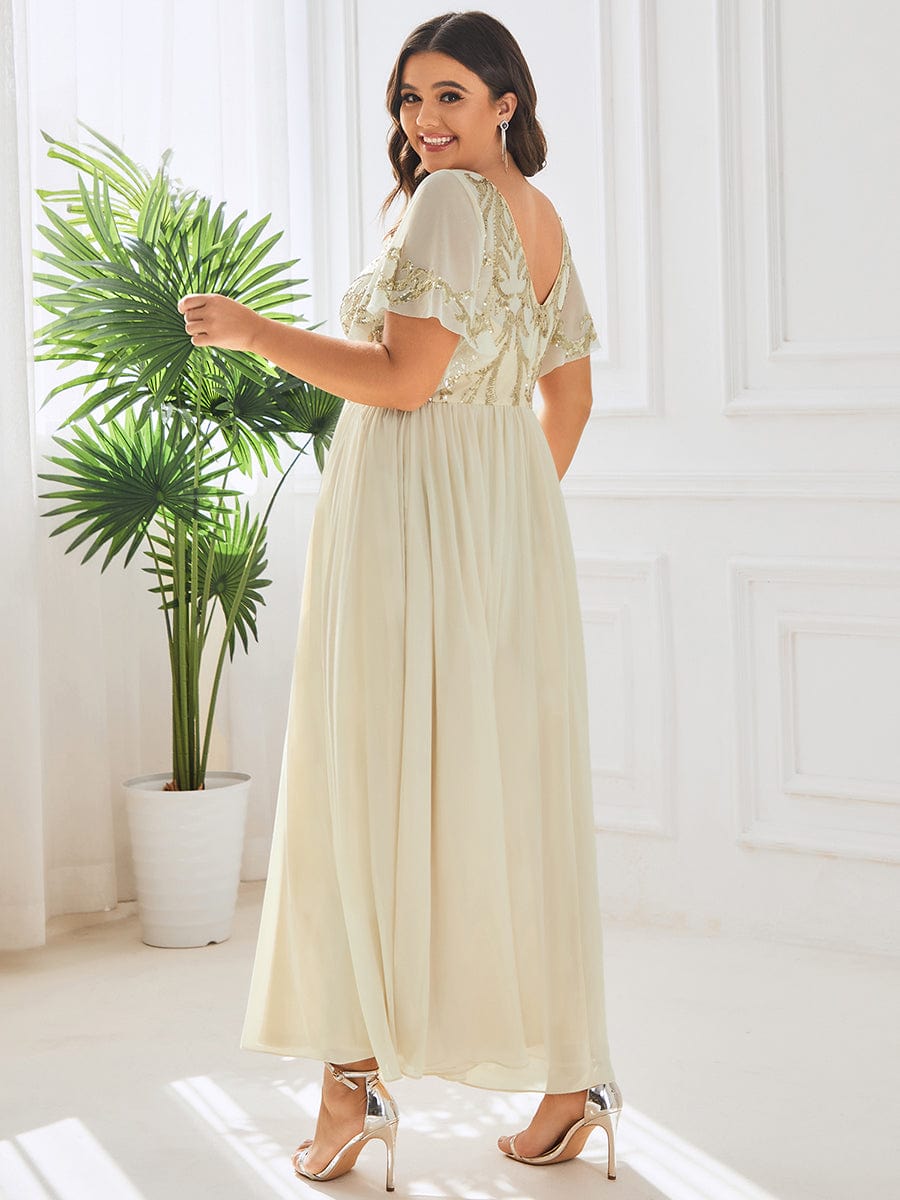 Plus Size Sequin Chiffon Maxi Dress | Sparkling Gown Ever-Pretty Plus Plus Size Sequin Chiffon Maxi Dress | Sparkling Gown Ever-Pretty Plus