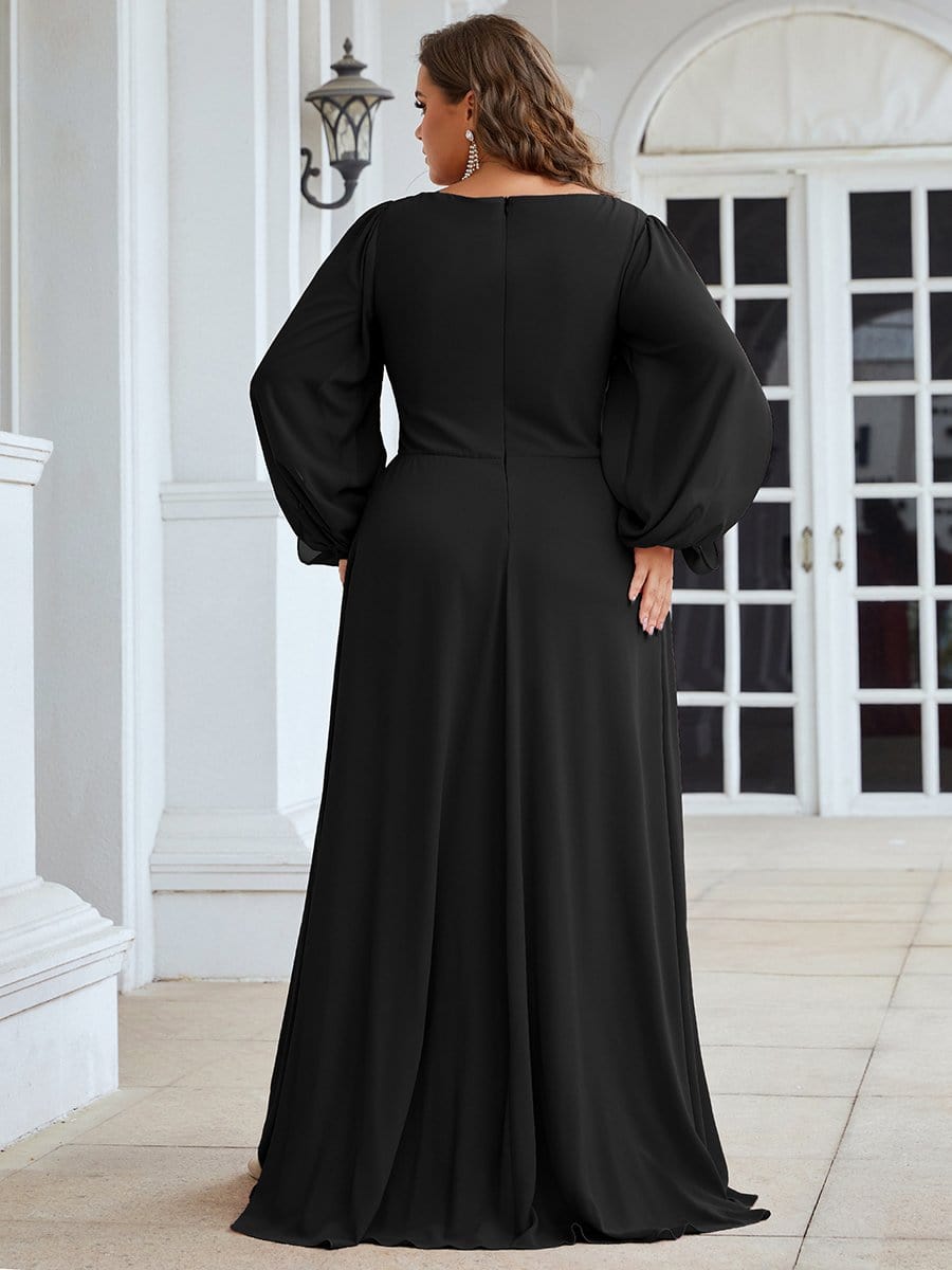 Plus Size Empire Waist Chiffon Maxi Dress with Long Lantern Sleeves Ever-Pretty Plus Plus Size Empire Waist Chiffon Maxi Dress with Long Lantern Sleeves Ever-Pretty Plus