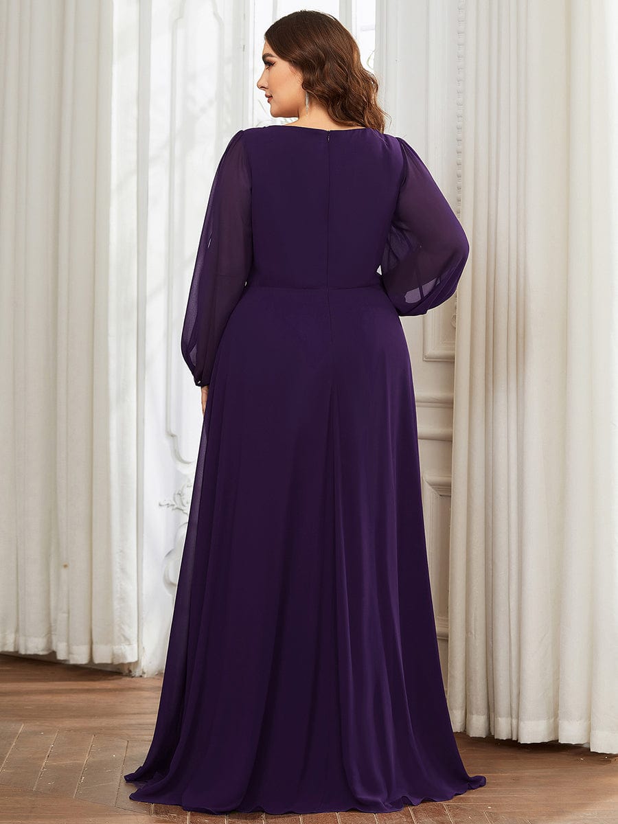 Plus Size Empire Waist Chiffon Maxi Dress with Long Lantern Sleeves Ever-Pretty Plus Plus Size Empire Waist Chiffon Maxi Dress with Long Lantern Sleeves Ever-Pretty Plus