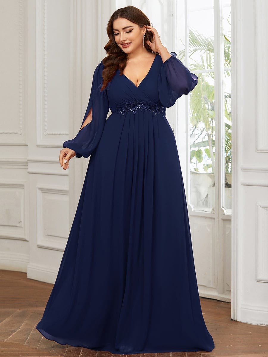plus size navy blue dresses for wedding ZAPAKA Women Sparkly Navy Plus Size Mother of the Bride Dress With Sequin A Line V Neck Long Mom Dress for Wedding, Navy / US16W