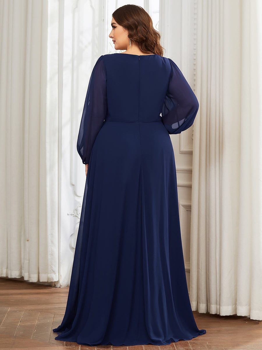 Plus Size Empire Waist Chiffon Maxi Dress with Long Lantern Sleeves Ever-Pretty Plus Plus Size Empire Waist Chiffon Maxi Dress with Long Lantern Sleeves Ever-Pretty Plus