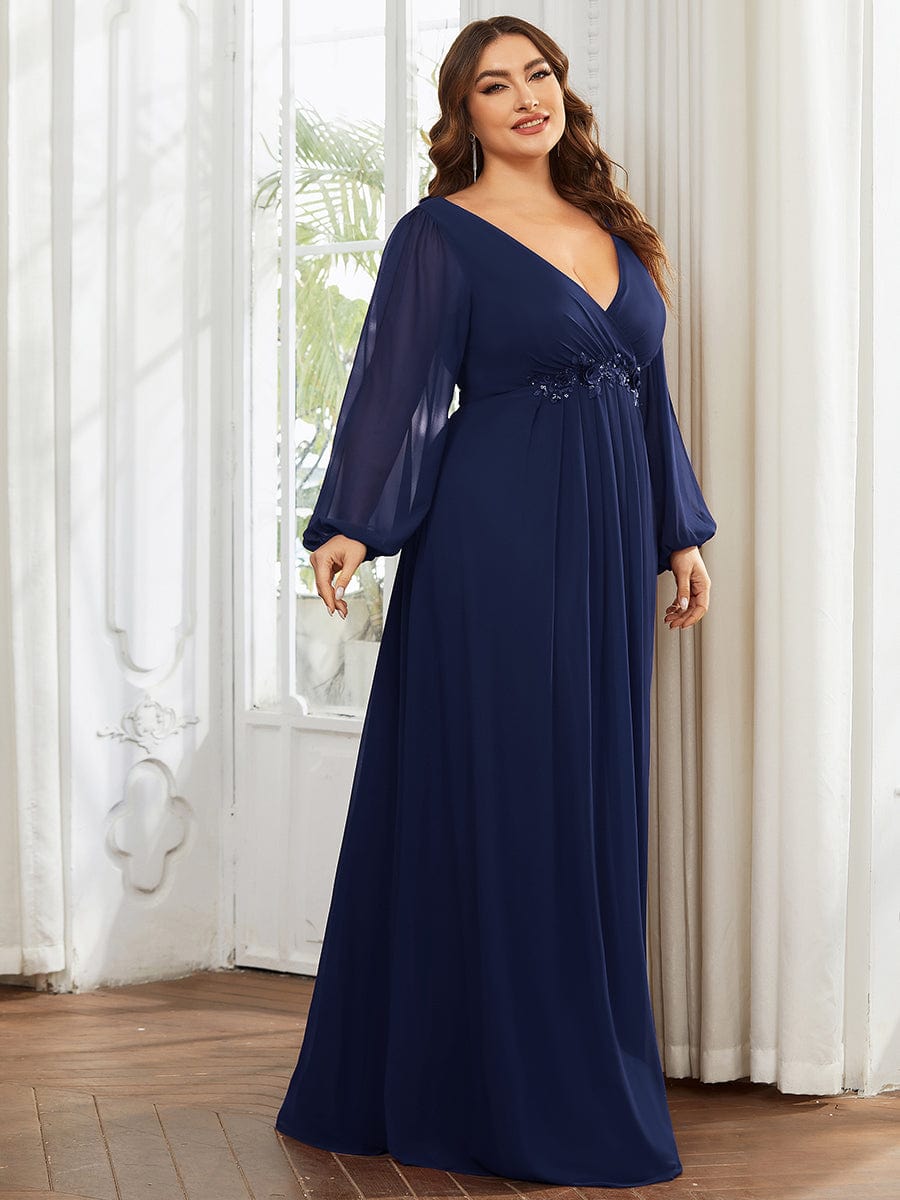 Plus Size Empire Waist Chiffon Maxi Dress with Long Lantern Sleeves Ever-Pretty Plus Plus Size Empire Waist Chiffon Maxi Dress with Long Lantern Sleeves Ever-Pretty Plus