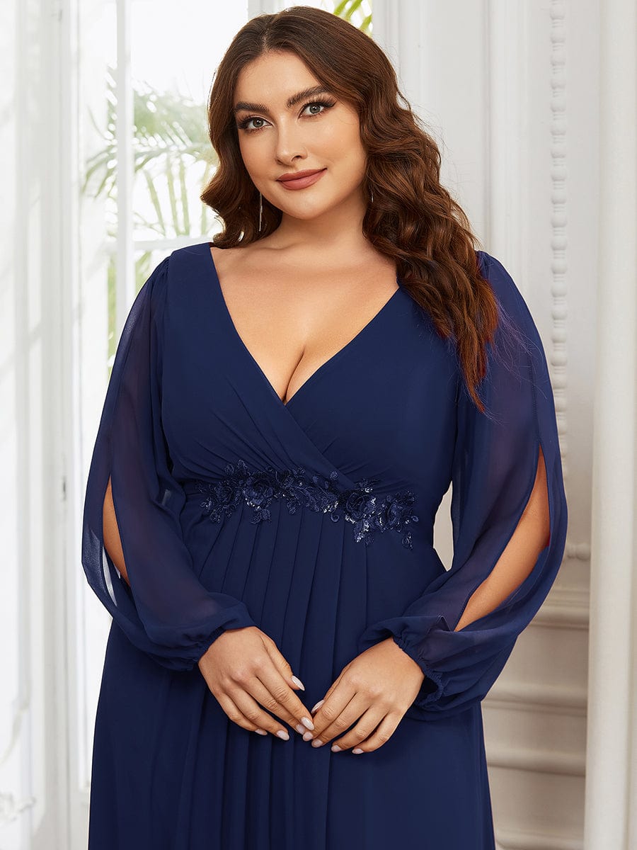 Plus Size Empire Waist Chiffon Maxi Dress with Long Lantern Sleeves Ever-Pretty Plus Plus Size Empire Waist Chiffon Maxi Dress with Long Lantern Sleeves Ever-Pretty Plus