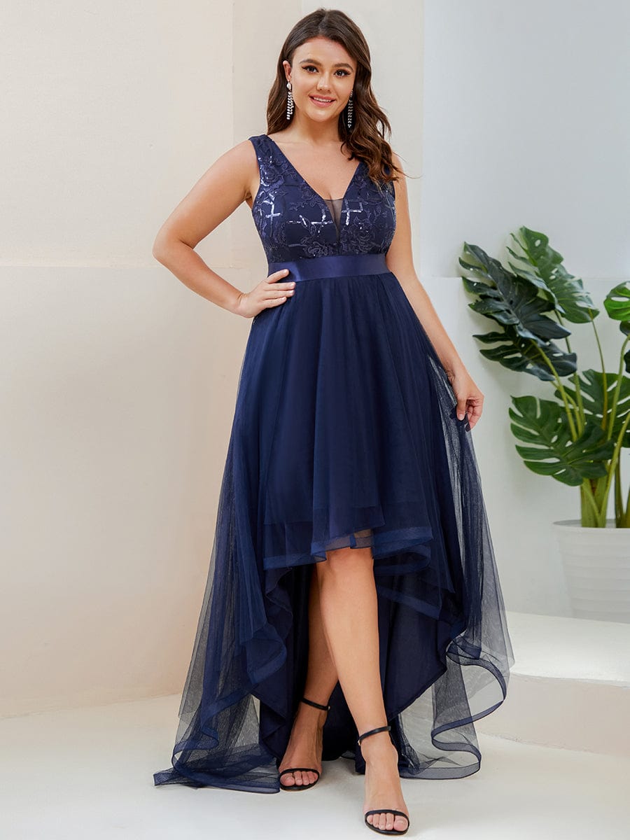 Plus Size Sequin High-Low Tulle Dress Ever-Pretty Plus Plus Size Sequin High-Low Tulle Dress Ever-Pretty Plus