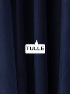 Plus Size Sequined Tulle Maxi Dress with Satin Waist Accent #color_Navy Blue