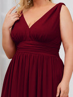 Chiffon Empire Waist Sleeveless Dress #color_Burgundy