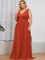 Chiffon Empire Waist Sleeveless Dress #color_Burnt Orange