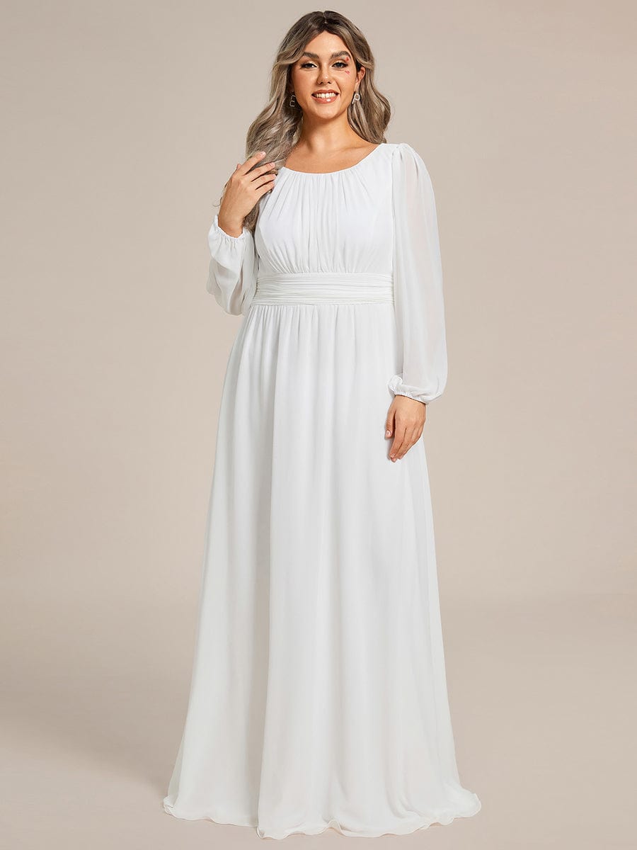 Plus Size Long Puff Sleeve Chiffon Maxi Dress