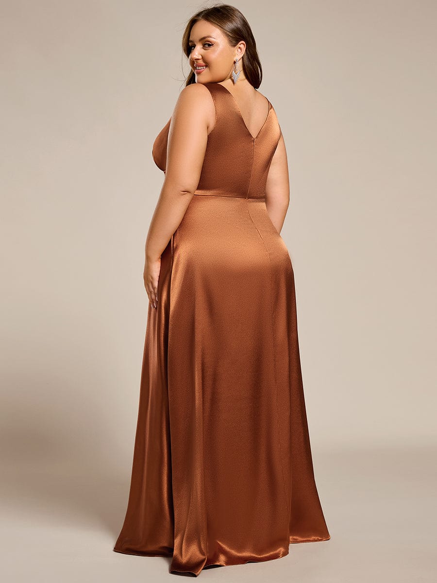 Plus Size Satin Maxi Dress with Pockets Plus Size Satin Maxi Dress with Pockets