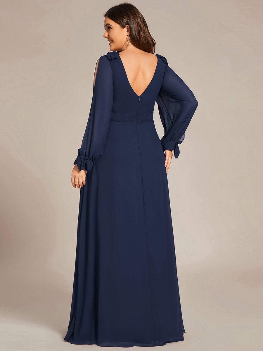 Romantic Plus Size Maxi Dress with Lantern Sleeves and Bow Details – Ever-Pretty Plus