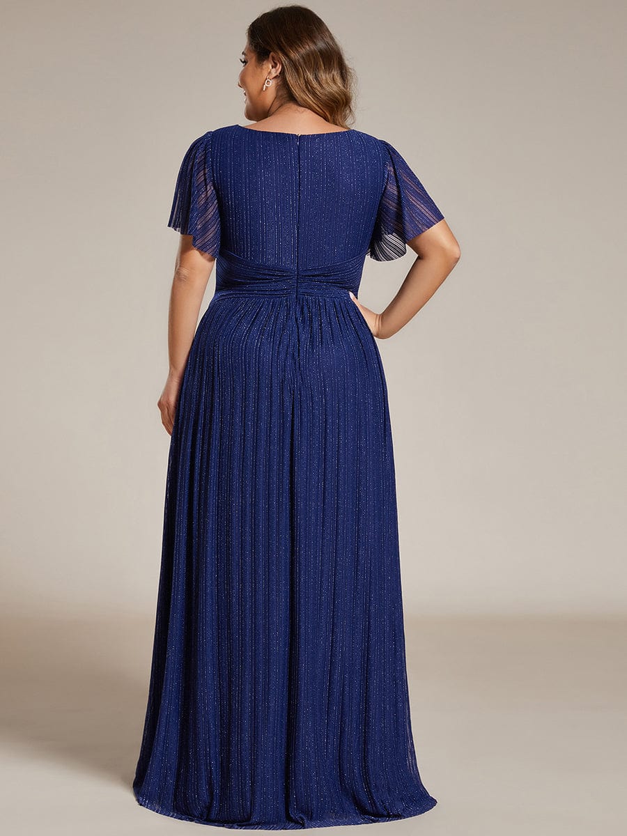 high waisted plus size evening dresses Plus Size High-Low Satin Evening Dress with Sequin Round Neckline