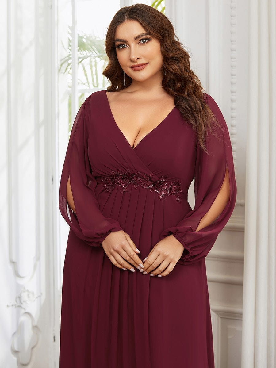 Plus Size Empire Waist Chiffon Maxi Dress with Long Lantern Sleeves Ever-Pretty Plus Plus Size Empire Waist Chiffon Maxi Dress with Long Lantern Sleeves Ever-Pretty Plus