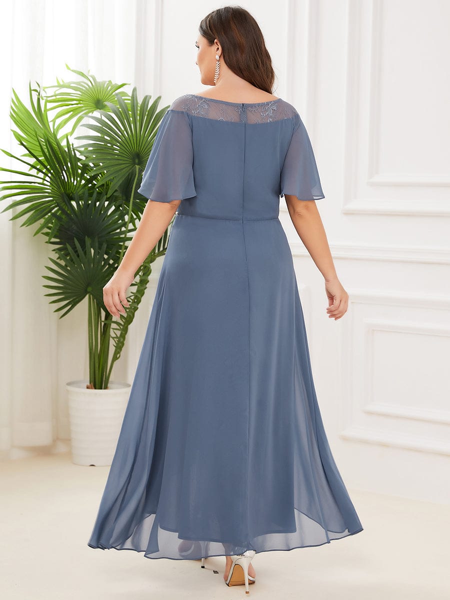 Plus Size Boat Neck Dress with Lace & High-Low Hem – Ever-Pretty Plus